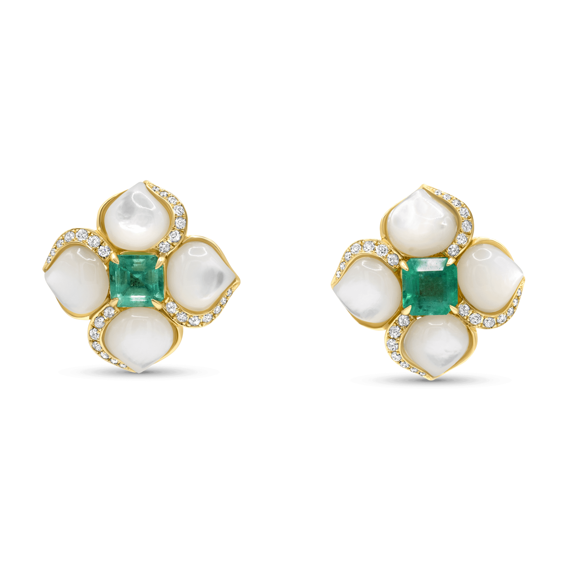 Evening Primrose - Colombian Emerald, Mother of Pearl and Diamond Collection