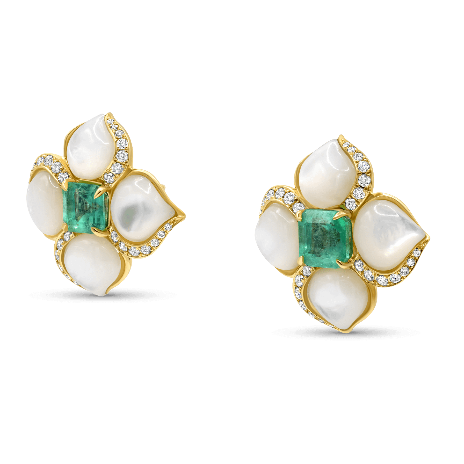 Evening Primrose - Colombian Emerald, Mother of Pearl and Diamond Collection