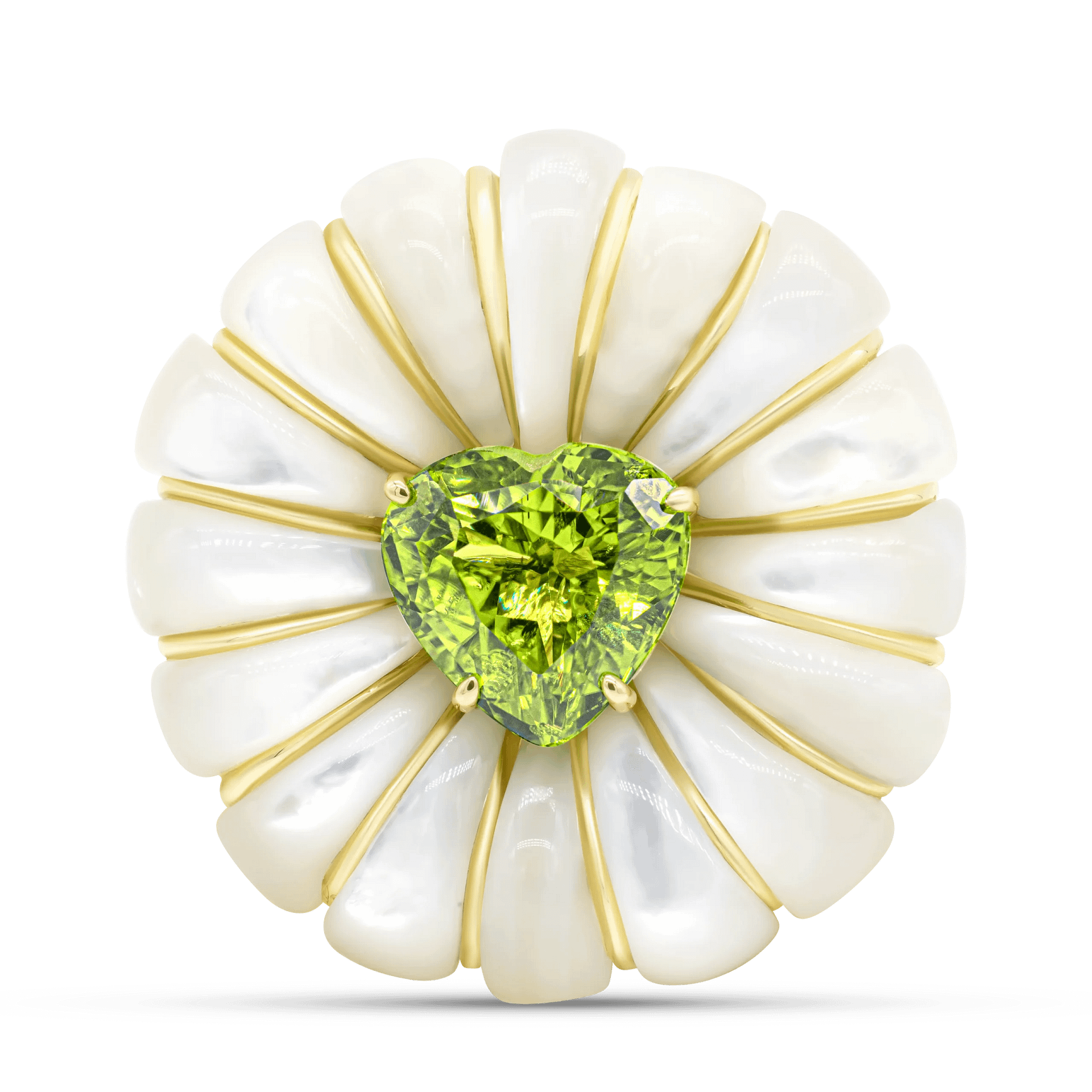 Heart of Spring - Peridot and Mother of Pearl Ring