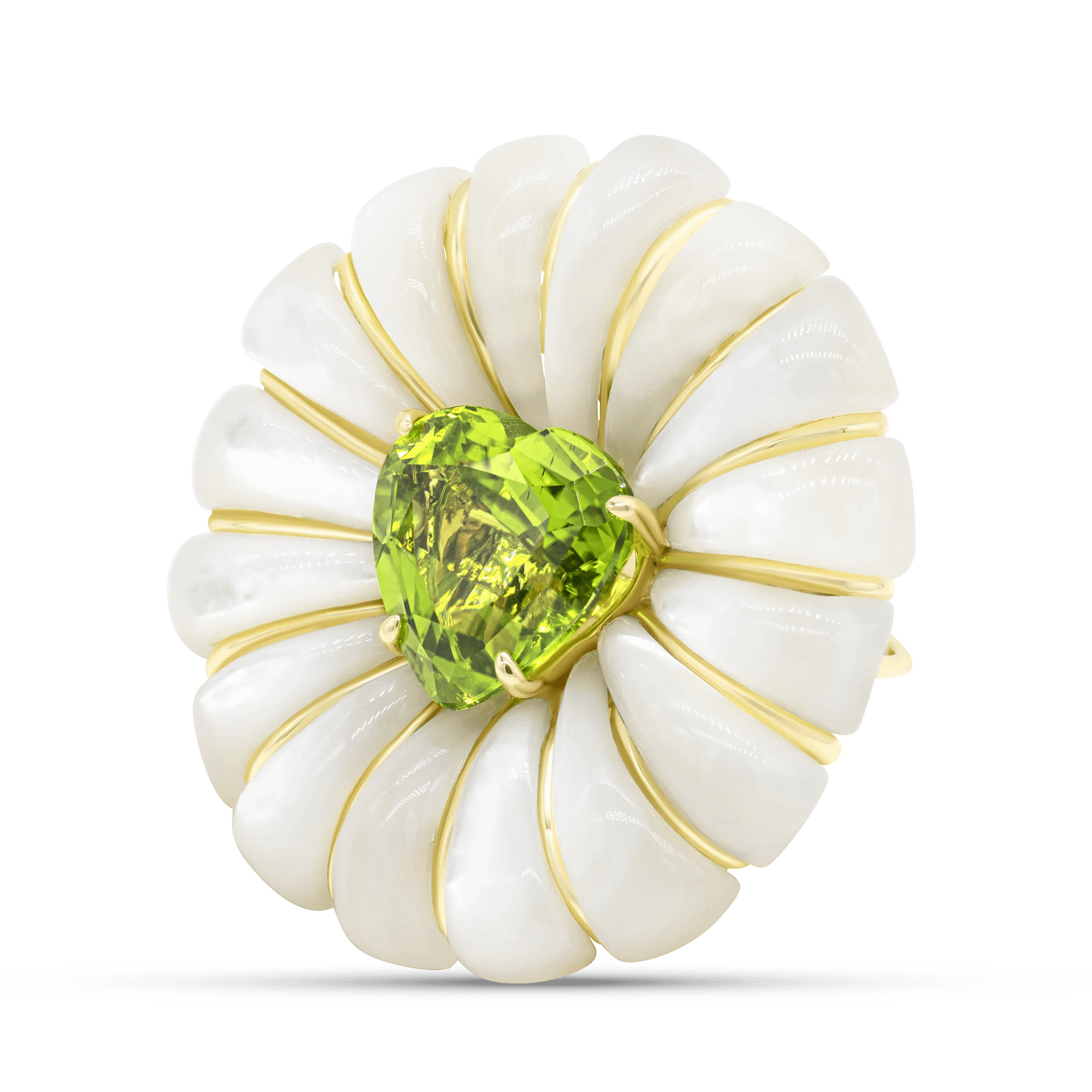 Heart of Spring - Peridot and Mother of Pearl Ring